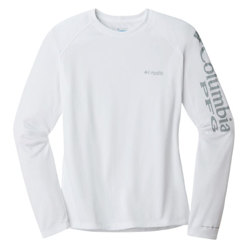 PFG Tidal Tee II Long Sleeve Shirt White / Cirrus Grey