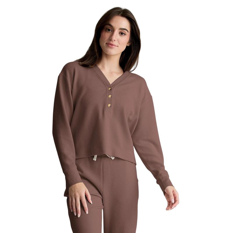 Free Fly Waffle Henley Long-Sleeve Top - Women's Fig
