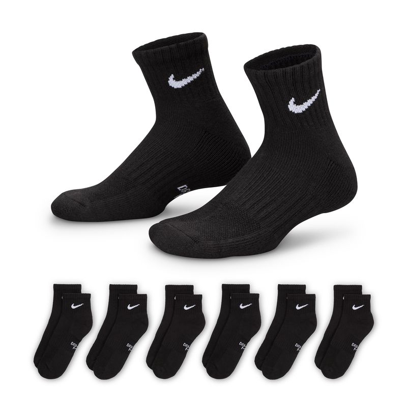 Nike Everyday Ankle Sock - Youth (6 Pack) Black / White