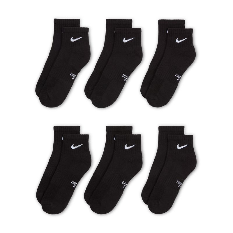 Nike Everyday Ankle Sock - Youth (6 Pack) Black / White