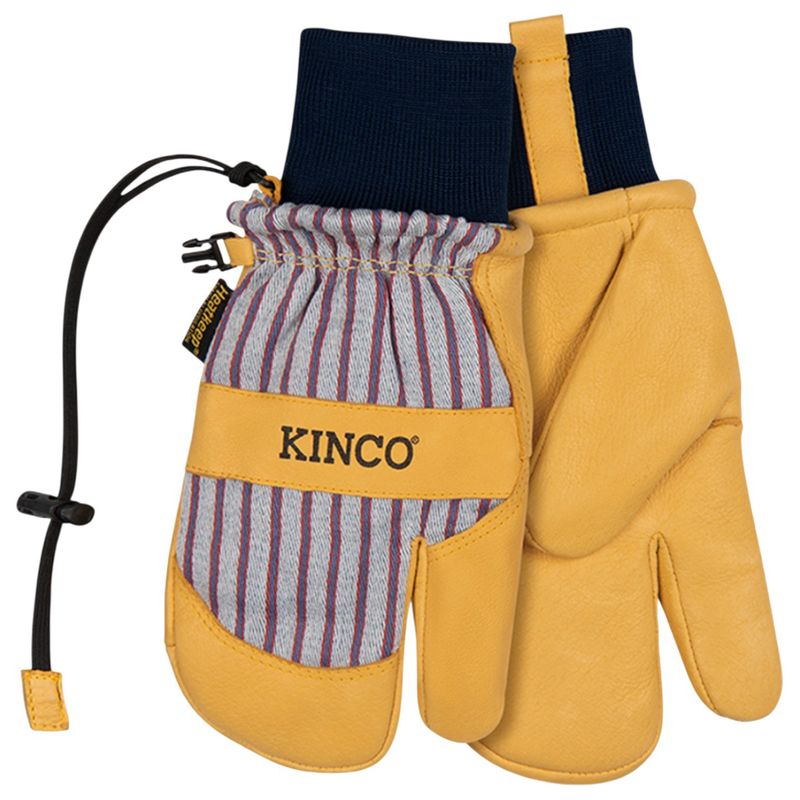 Kinco 1927KWLT Lined Premium Grain Pigskin Lobster Ski Mitt with Omni-Cuff Striped Cotton