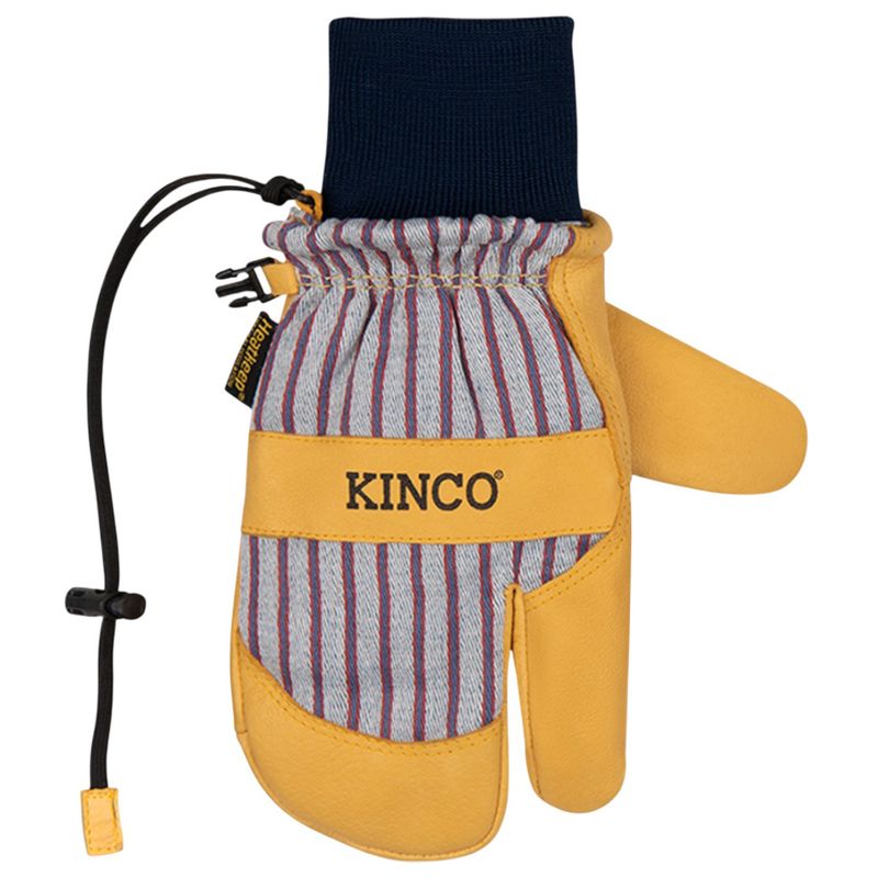 Kinco 1927KWLT Lined Premium Grain Pigskin Lobster Ski Mitt with Omni-Cuff Striped Cotton
