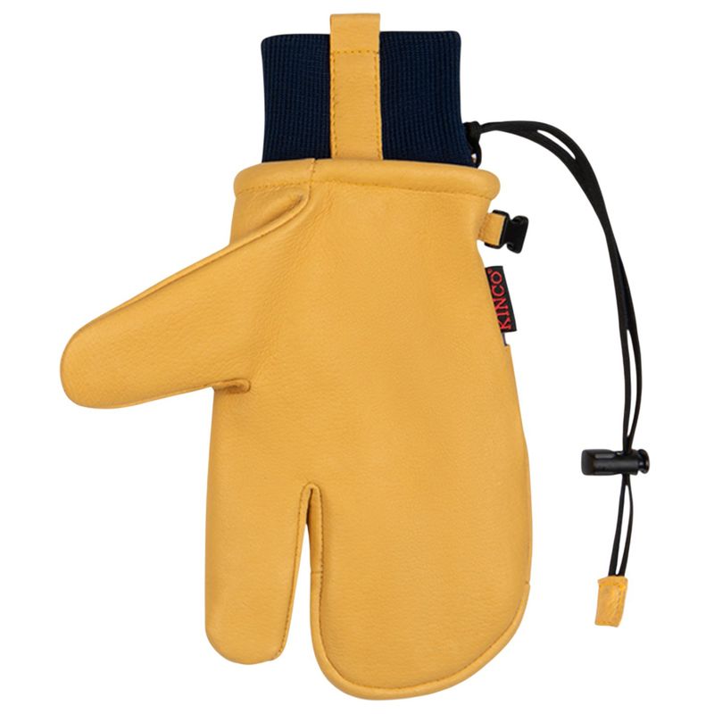 Kinco 1927KWLT Lined Premium Grain Pigskin Lobster Ski Mitt with Omni-Cuff Striped Cotton