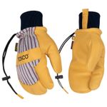 Kinco 1927KWLT Lined Premium Grain Pigskin Lobster Ski Mitt with Omni-Cuff Striped Cotton
