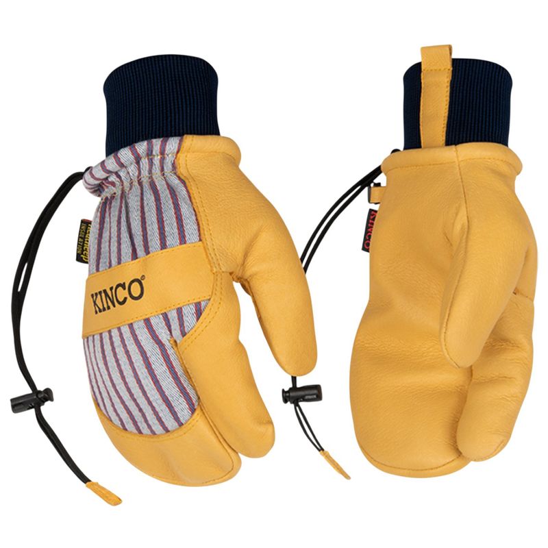 Kinco 1927KWLT Lined Premium Grain Pigskin Lobster Ski Mitt with Omni-Cuff Striped Cotton