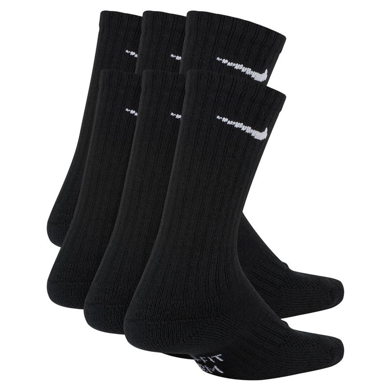 Nike Everyday Cushioned Crew Sock - Kids' (6 Pack) Black / White