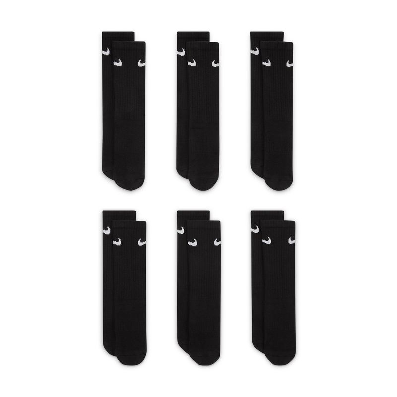 Nike Everyday Cushioned Crew Sock - Kids' (6 Pack) Black / White