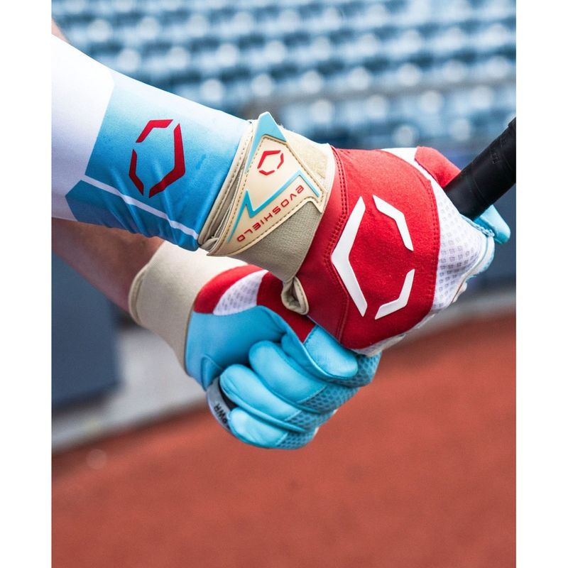 EvoShield Carbyne X-SRZ Red White & Ice Baseball Batting Glove - Kids' Red / White / Ice