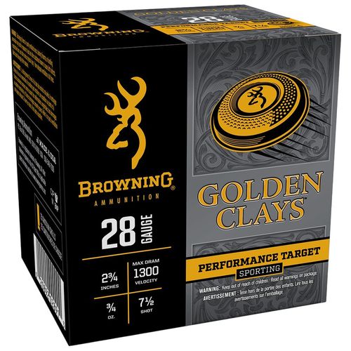 Browning Ammunition Golden Clays 28 Gauge 7.5 Shot 2.75" 3/4 oz 25 Rounds
