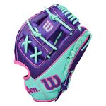 Wilson A2000 DP15SS Baseball Glove - 2025 Purple / Purple SuperSkin / Flamingo Pink / Seafoam