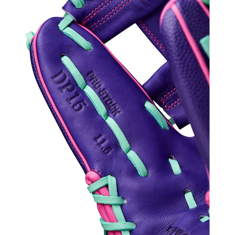 Wilson A2000 DP15SS Baseball Glove - 2025 Purple / Purple SuperSkin / Flamingo Pink / Seafoam