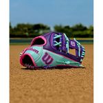 Wilson A2000 DP15SS Baseball Glove - 2025 Purple / Purple SuperSkin / Flamingo Pink / Seafoam