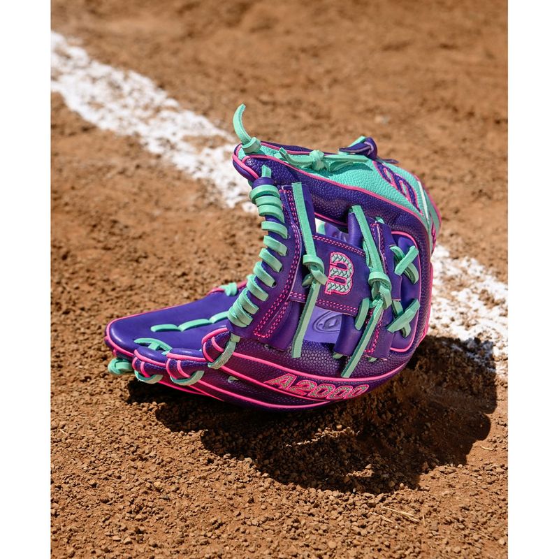 Wilson A2000 DP15SS Baseball Glove - 2025 Purple / Purple SuperSkin / Flamingo Pink / Seafoam