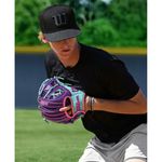 Wilson A2000 DP15SS Baseball Glove - 2025 Purple / Purple SuperSkin / Flamingo Pink / Seafoam