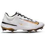 Nike Alpha Huarache Elite 4 Low Baseball Cleat - Men's White / Metallic Gold Black