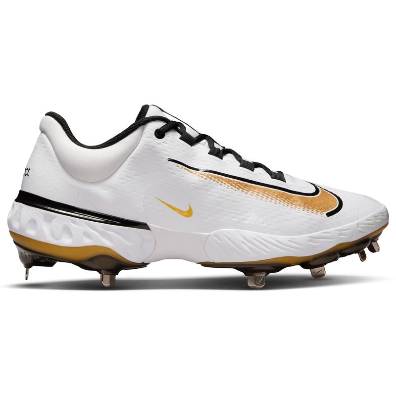 Nike Alpha Huarache Elite 4 Low Baseball Cleat - Men's White / Metallic Gold Black