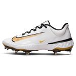 Nike Alpha Huarache Elite 4 Low Baseball Cleat - Men's White / Metallic Gold Black