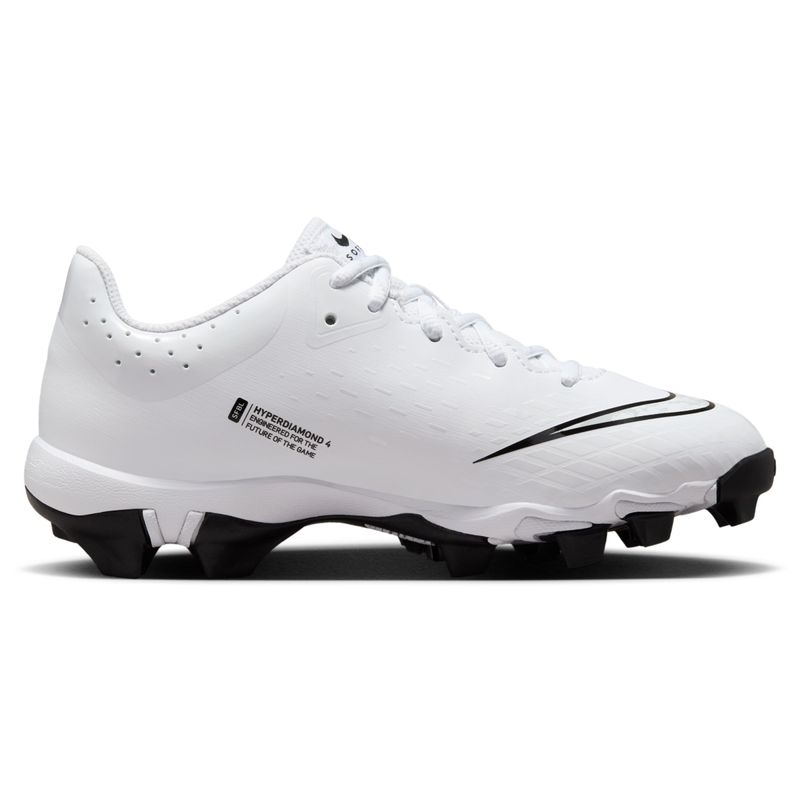 Nike Hyperdiamond 4 Keystone Molded Baseball Cleat - Kids' White / Pure Platinum Black