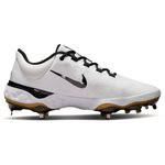 Nike Alpha Huarache Elite 4 Low Baseball Cleat - Men's White / Metallic Gold Black
