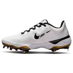 Nike Alpha Huarache Elite 4 Low Baseball Cleat - Men's White / Metallic Gold Black