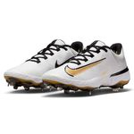 Nike Alpha Huarache Elite 4 Low Baseball Cleat - Men's White / Metallic Gold Black