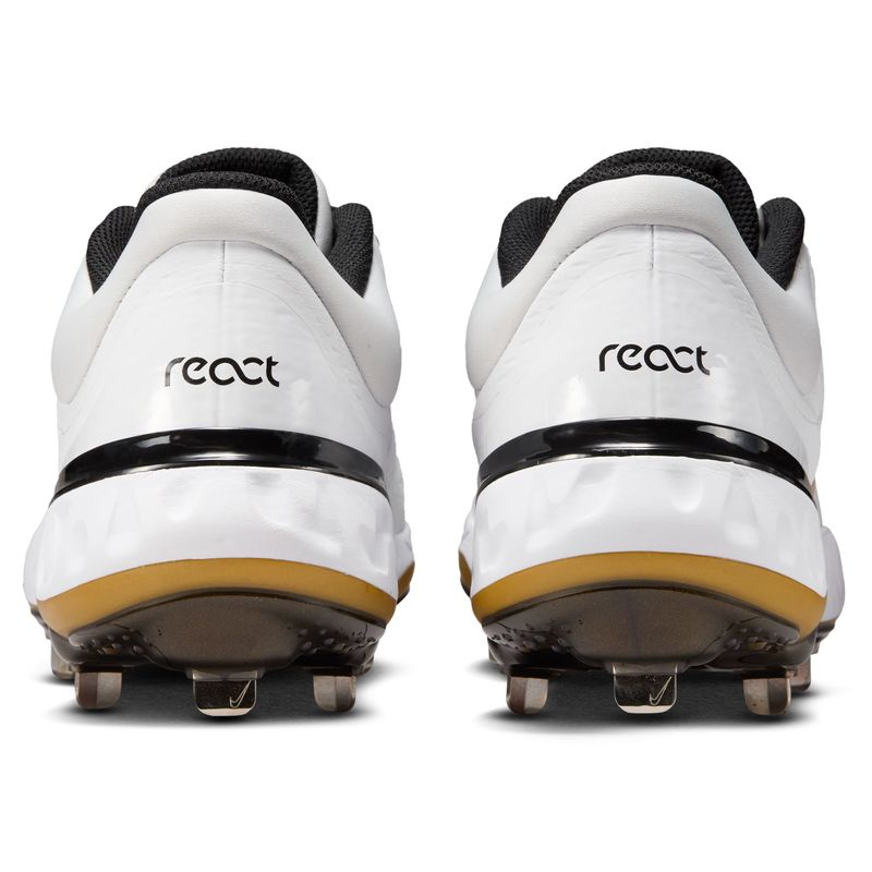 Nike Alpha Huarache Elite 4 Low Baseball Cleat - Men's White / Metallic Gold Black