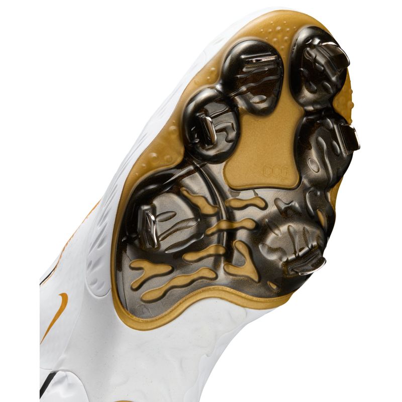 Nike Alpha Huarache Elite 4 Low Baseball Cleat - Men's White / Metallic Gold Black