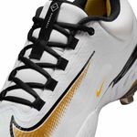 Nike Alpha Huarache Elite 4 Low Baseball Cleat - Men's White / Metallic Gold Black