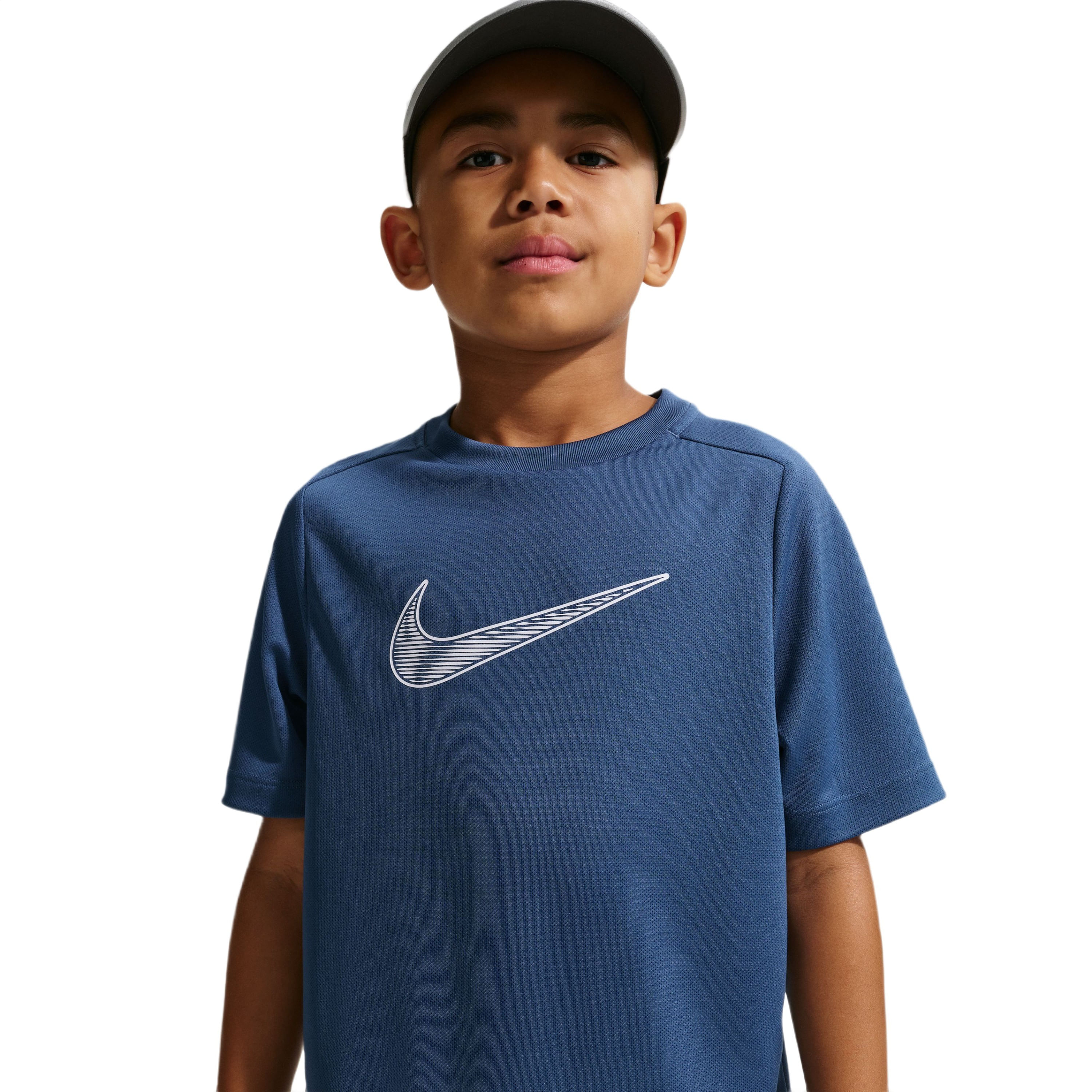 Nike Multi Dri-FIT Short Sleeve Top - Boys' Mystic Navy / White