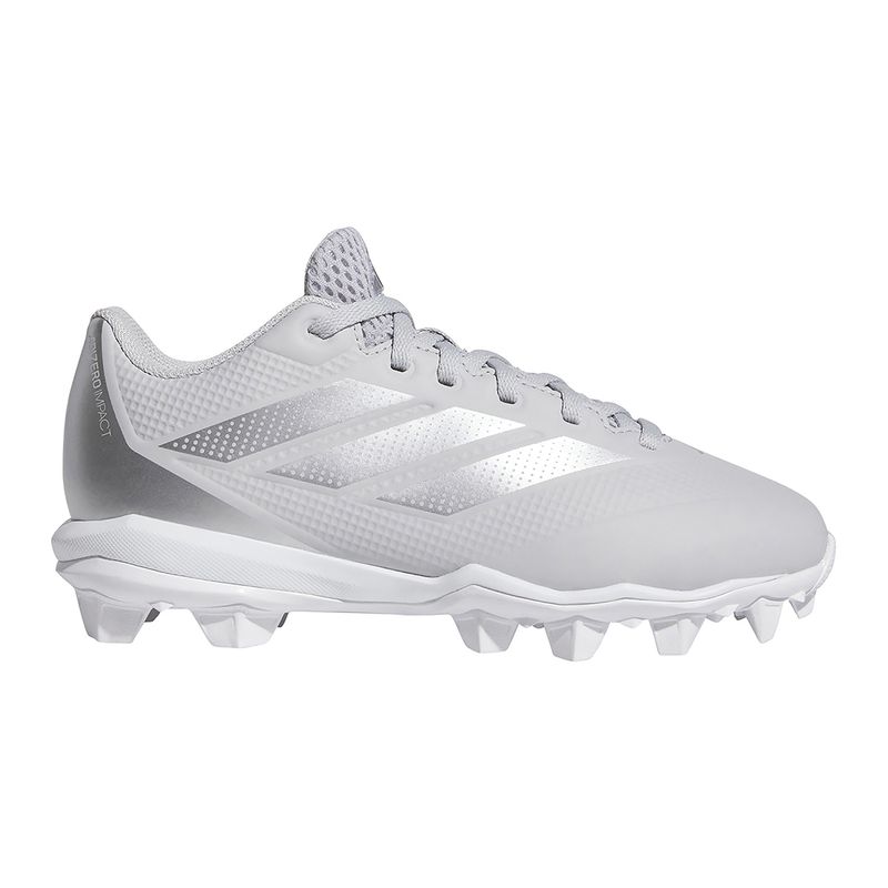 adidas Adizero Impact 2.0 Molded Baseball Cleat - Kids' Team Light Grey / Silver Metallic / Footwear White