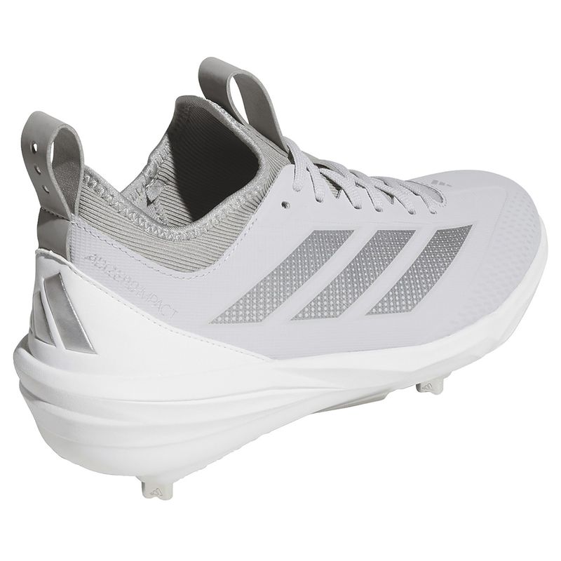 adidas Adizero Impact 2.0 Metal Baseball Cleat - Men's Team Light Grey / Footwear White / Silver Metallic