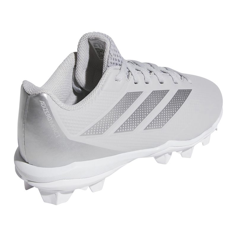 adidas Adizero Impact 2.0 Molded Baseball Cleat - Kids' Team Light Grey / Silver Metallic / Footwear White