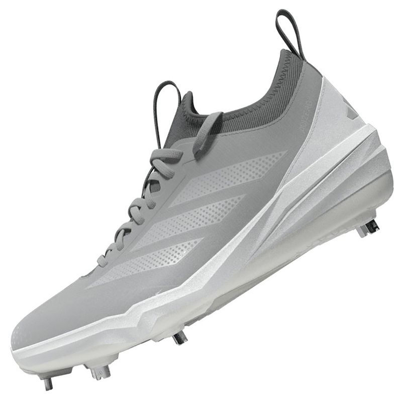 adidas Adizero Impact 2.0 Metal Baseball Cleat - Men's Team Light Grey / Footwear White / Silver Metallic