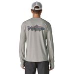 Patagonia Fitz Roy Trout Cap Cool Sun Long-Sleeve Shirt - Men's Crisp Grey / Salt Grey X-Dye