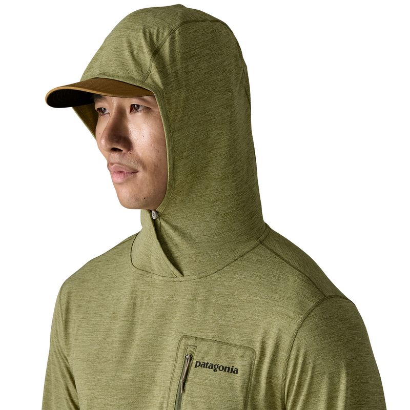 Patagonia Fitz Roy Trout Cap Cool Sun Hoodie - Men's Caper Green / Buckhorn Green X-Dye