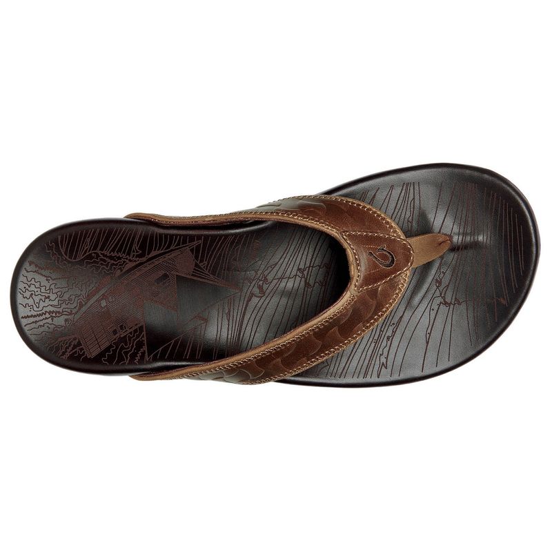 OluKai Hikianalia Flip Flop - Men's Tan / Dark Java