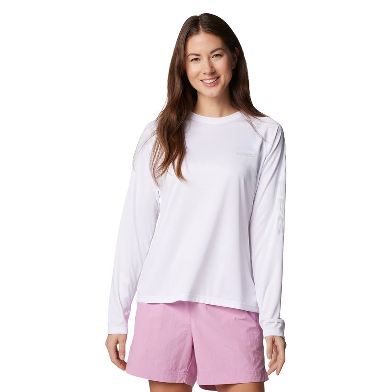 Columbia PFG Tidal Tee II Long Sleeve Shirt - Women's White / Cirrus Grey