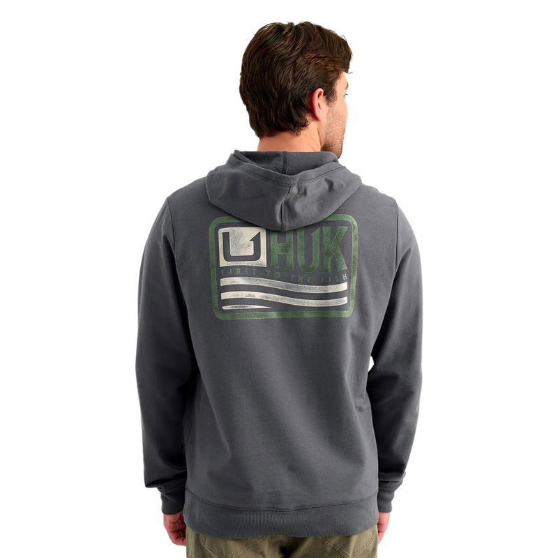 Huk Edisto Born Wave Terry Fishing Hoodie - Men's Dark Shadow