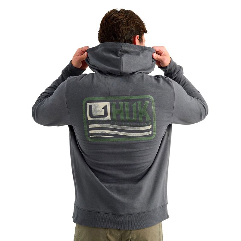 Huk Edisto Born Wave Terry Fishing Hoodie - Men's Dark Shadow