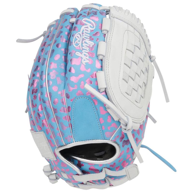 Rawlings Heart of the Hide Foil Print 12.5" Fastpitch Softball Glove Columbia Blue / White / Pink