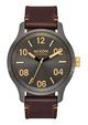 NIXON Patrol Leather 21mm Leather Band 39mm Face Gunmetal Gold