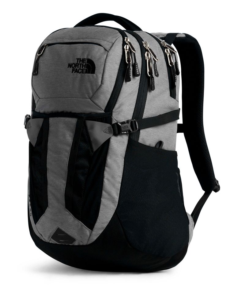 black and grey north face backpack