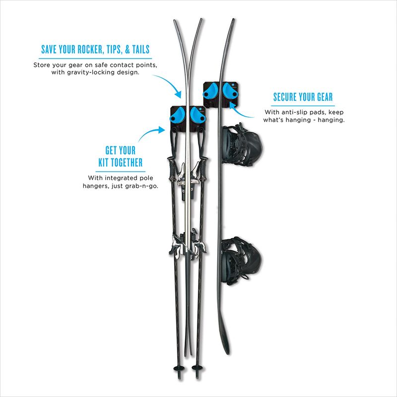 Locking Wall Racks for Skis and Snowboards