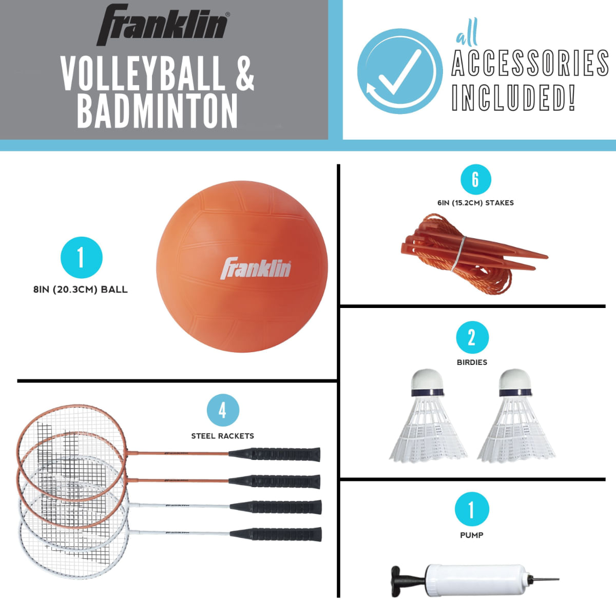 Franklin Sports Starter Badminton & Volleyball Set