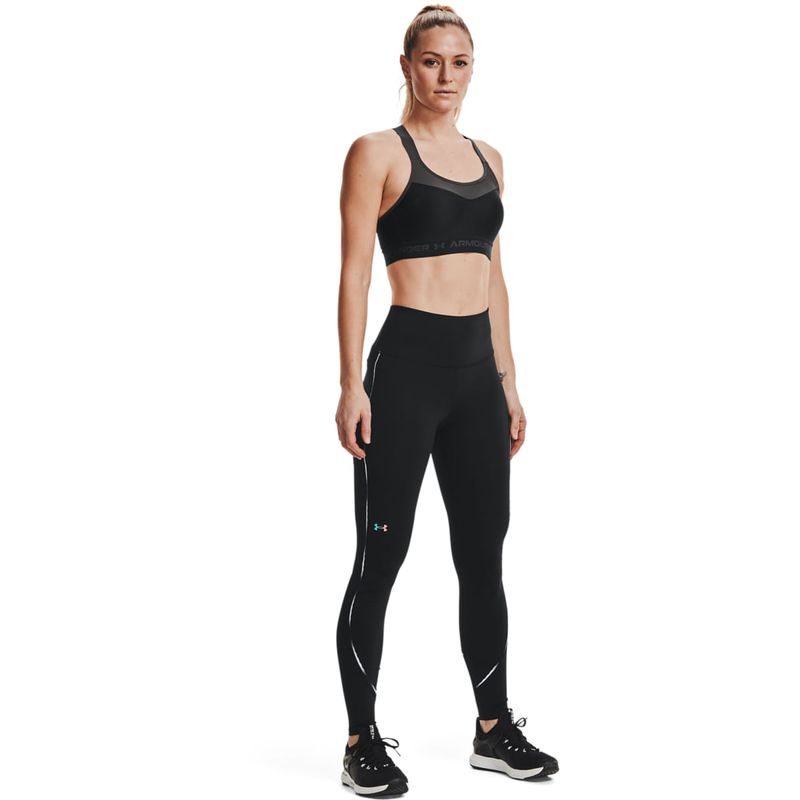 UNDER ARMOUR WOMENS TIGHTS COMPRESSION RUNNING LEGGINGS LADIES GYM RUSH  BLACK